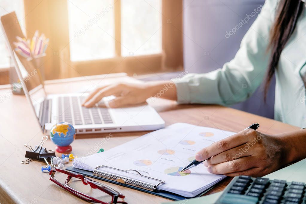 Businessman working  with business graph
