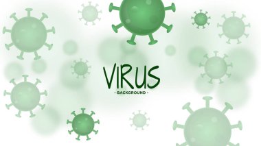 Hücre virüsü Covid-19 ve yeşil temalı hücre virüsü izole edilmiş beyaz arkaplan.