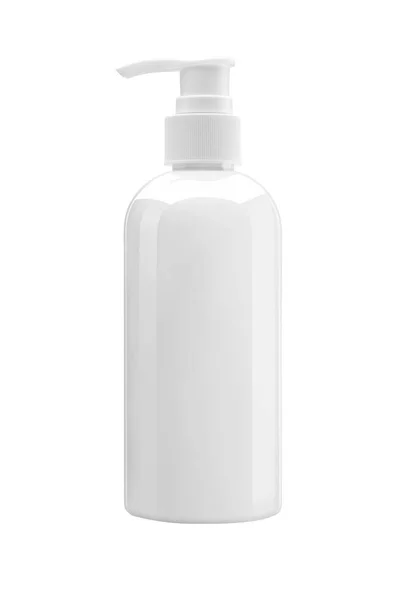 Bottiglia di plastica bianca con pompa, utilizzata per sapone liquido, shampoo e — Foto Stock