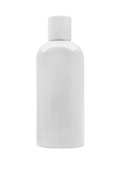 Bottiglia di plastica bianca uso per sapone o shampoo e cosmetici witho — Foto Stock
