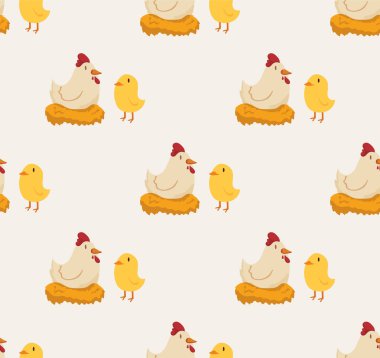 Küçük tavuk ile Seamless modeli. Kümes hayvanları. Tarım. Yükselterek hayvancılık