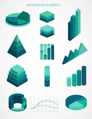 İş infographics vektör ayarlayın. Grafik, mali diyagramı, grafik, rapor, sahne öğeleri. Web sitesi, kurumsal rapor, sunum için modern Infographics. Infographics öğeleri kümesi.