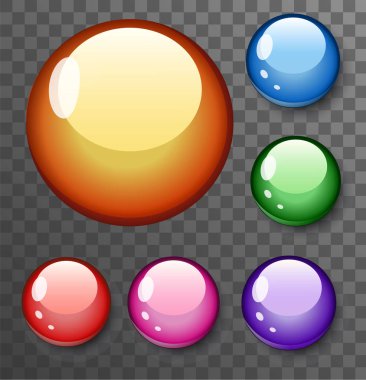 Fotogerçekçi vektör çizimi 3d topu şablonu ayarlayın. Parlak renkler vektör top Set şeffaf Ps stili arka plan üzerinde izole