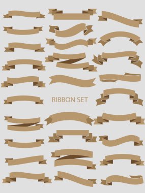 Şerit vektör afiş set. Etiket parlak şerit, Şerit şerit sallayarak kıvrılmış etiket
