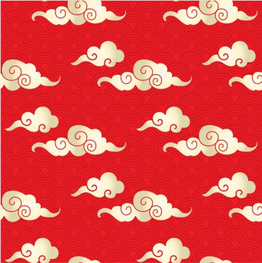 sorunsuz vektör el çekilmiş geleneksel Japon bulut deseni