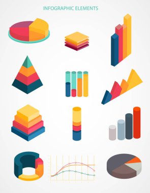 İş infographics vektör ayarlayın. Grafik, mali diyagramı, grafik, rapor, sahne öğeleri. Web sitesi, kurumsal rapor, sunum için modern Infographics. Infographics öğeleri kümesi