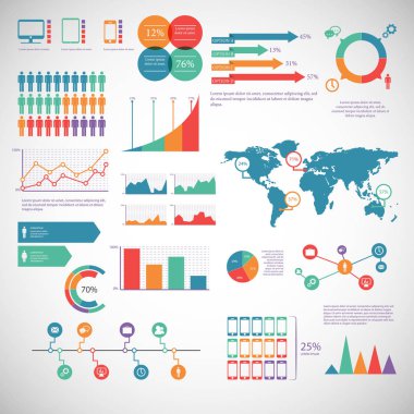 Infographic öğeleri - işlem infographics, adımları ve seçenekleri, daire diyagram, iş akışı diyagramları, zaman çizelgesi infographics, piramit infographics, yüzdeleri görselleştirme, vektör eps10 çizim
