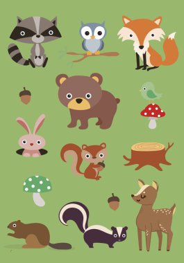 Orman hayvanları toplama 3 - vektör çizim