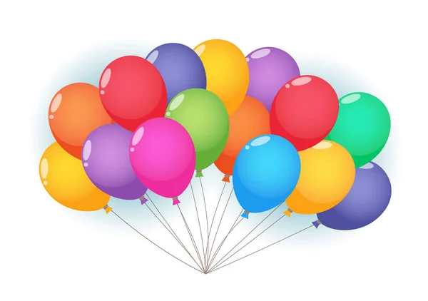 Balões nuvem e pássaros no céu ensolarado fundo — Vetor de Stock