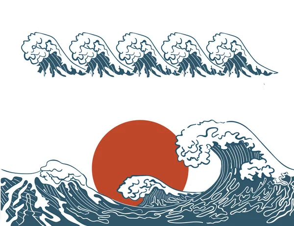 Gran ola asiática del océano y la ilustración de la montaña Aislado sobre  fondo blanco Océano de Kanagawa Imagen Vector de stock  Alamy