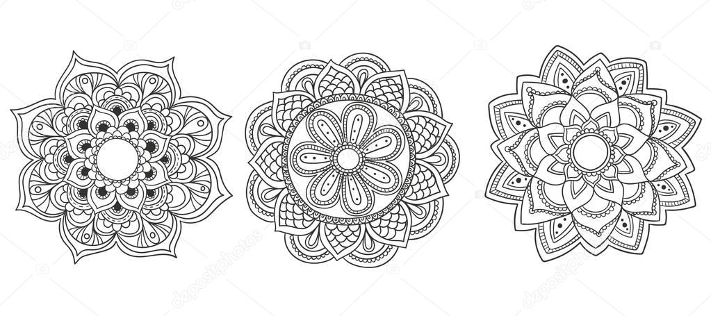 Save Download Preview Coloring Book Page with Mandala Outline 