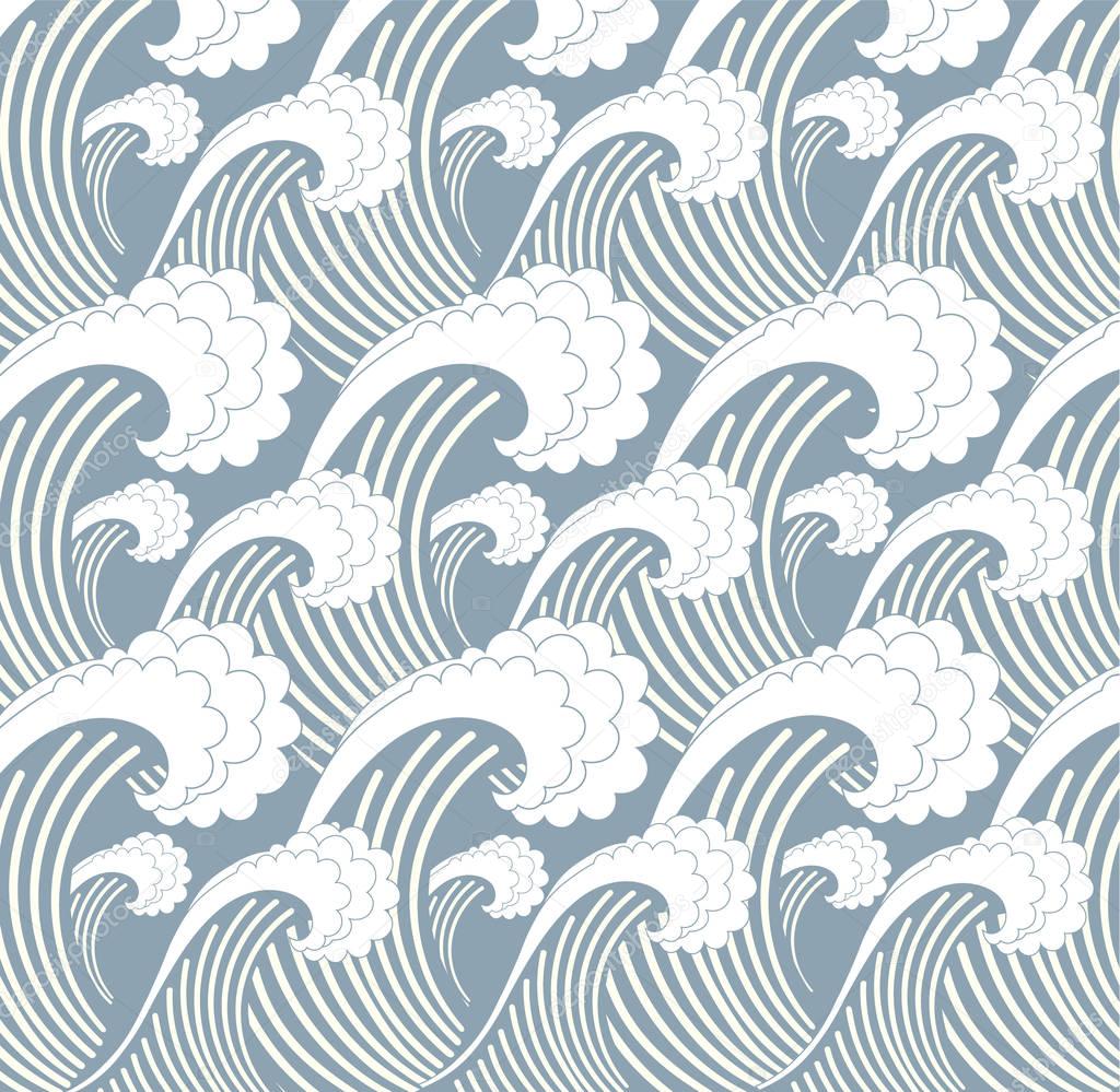 Asian illustration of ocean waves eps 10