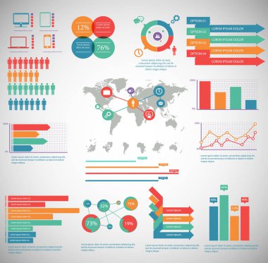 Bilgi teknolojisi, bilgi grafik öğeleri, düzenlenebilir vektör çizim