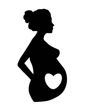 kadın kalbi olan beyaz arka planda siyah