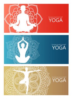Yoga. Lotus pozisyonu silueti. Vektör şekli