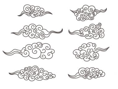 Çince Geleneksel Dikişsiz desen vektör arka plan bulut