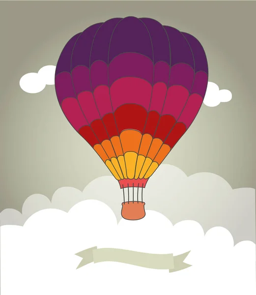 Projeto Liso Balão Quente Céu Com Fundo Nuvem — Vetor de Stock