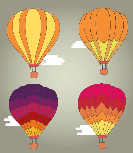 Flat Design Hot Air Balloon Sky Cloud Background — Stock Vector