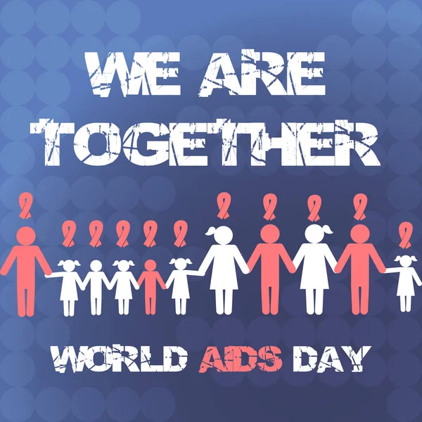 Concepto vectorial en el Día Mundial del SIDA. Personas sanas y enfermas cogidas de la mano. Ayuda a la persona enferma . Ilustración De Stock
