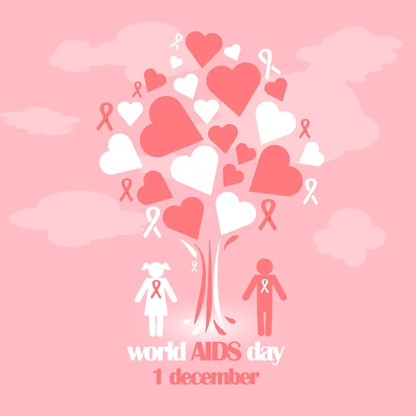 Dünya AIDS günü vektör kavram. AIDS konusunda. Vektör poster hakkında bakım ve AIDS olan kişiler ile ile iletişim.