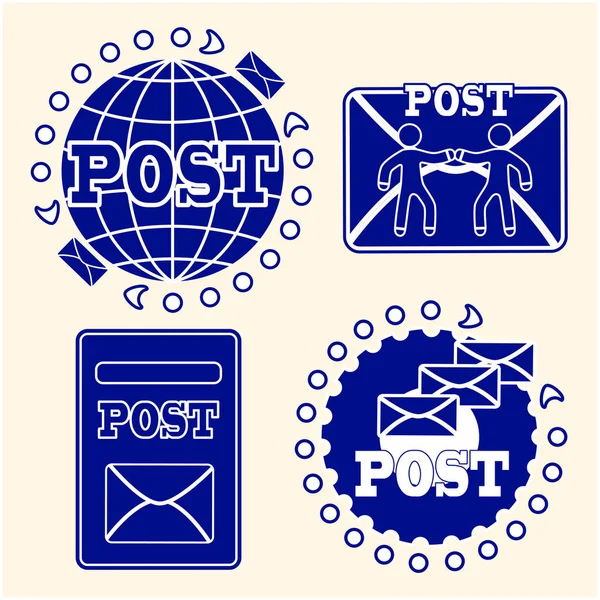 Почтовые значки установлены. Концепция доставки писем и почтовых атрибутов . — стоковый вектор