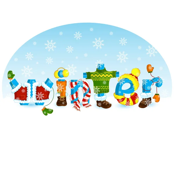 Komik yazıt. Word kış harfleri ile yazı, sıcak kış kılığına girmiş.