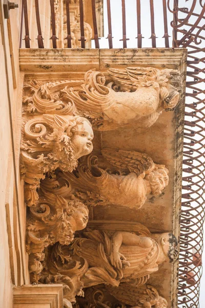 Sicily, Noto town the Baroque Wonder - UNESCO Heritage Site. Det — Stock Photo, Image