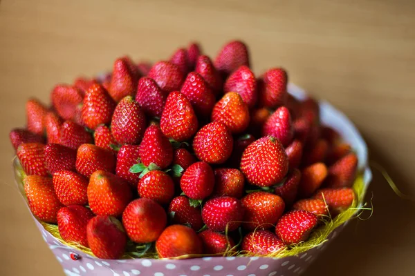 a bouquet of strawberries close up