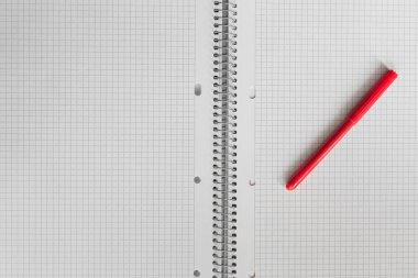 Kırmızı keçeli kalemle bir kafeste bir açık defter