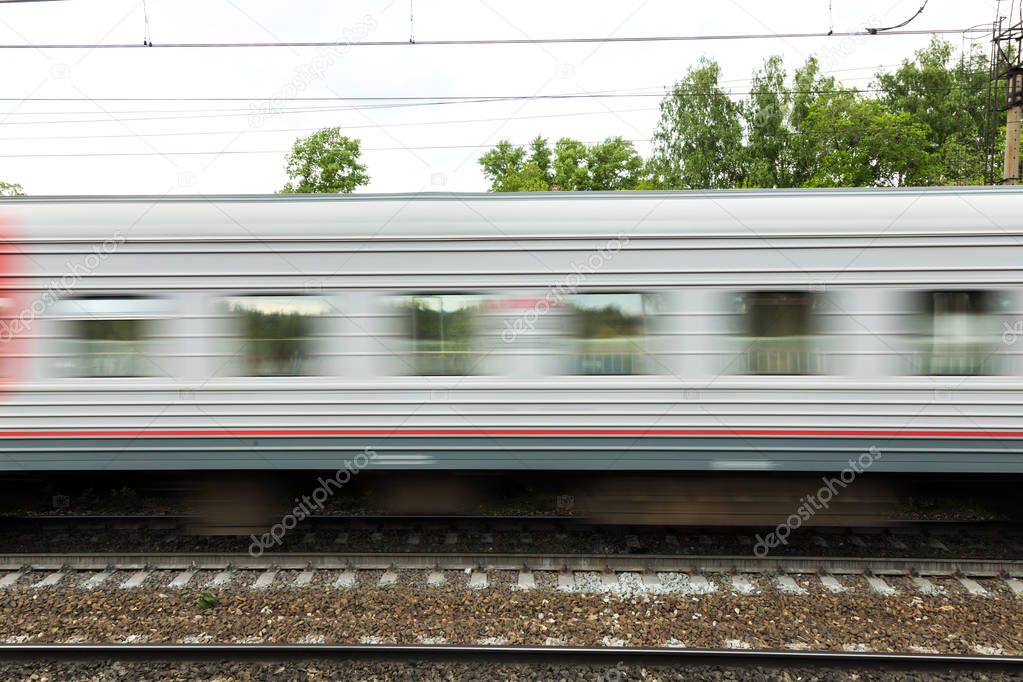 The passenger train in motion. Russian Railways