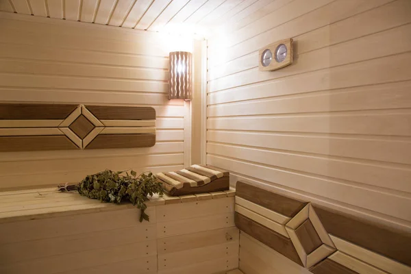 Interior de la sauna. iluminación y atmósfera — Foto de Stock