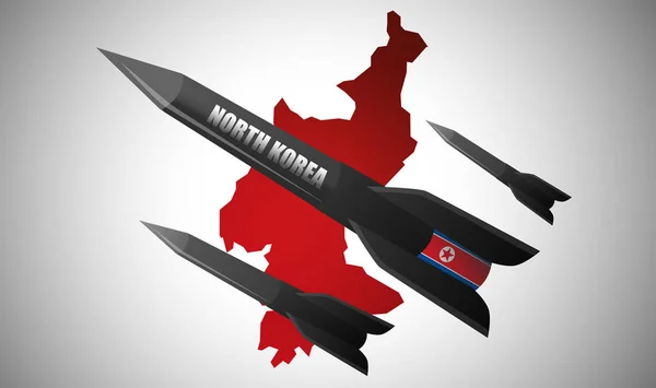 Raketer bakgrund Nordkorea karta. Konflikter mellan Nordkorea och USA — Stockfoto