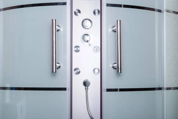 Modern shower cabin made of glass and steel — Stock Photo, Image