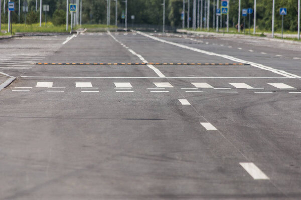 crosswalk perspective view white on the road