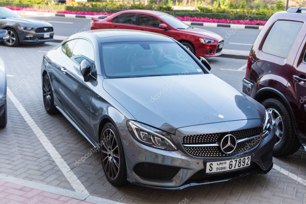 Dubai, UAE February 19, 2018: Mercedes Benz in the parking lot