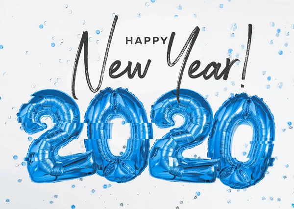 蓝色Foil气球2020 。 新年快乐的概念 — 图库照片