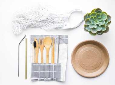 Sıfır atık ahşap, bambu, çatal, bıçak takımı, 