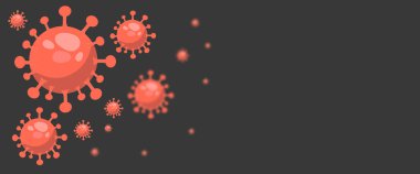 Sıvı mikroskobik görüntüde yüzen koronavirüs, salgın ya da virüs enfeksiyonu konsepti düz ilülasyon
