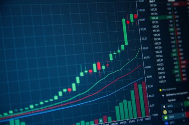 Mavi Arkaplan 'daki borsa çizelgesi, stok