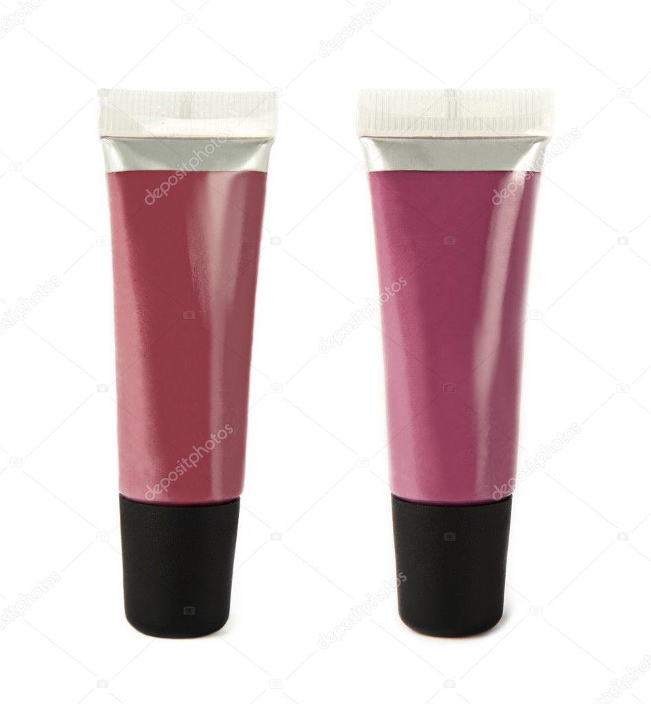 pink and red lip gloss tubes 