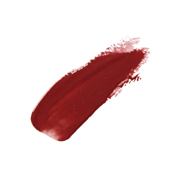 Vermelho manchado traço de brilho labial — Fotografia de Stock