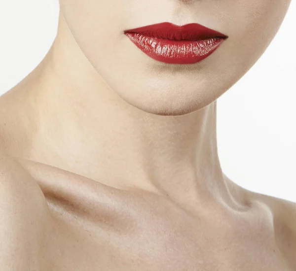 Neck and red lips — Stock Photo, Image