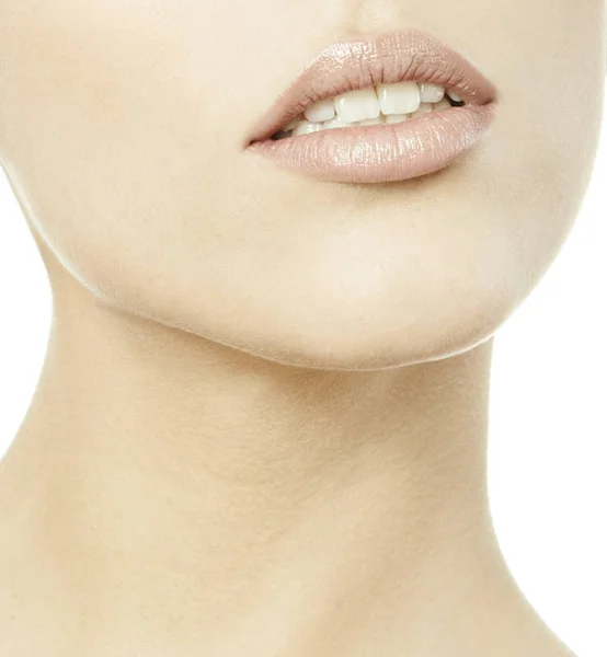 Hals und beige Lippen — Stockfoto