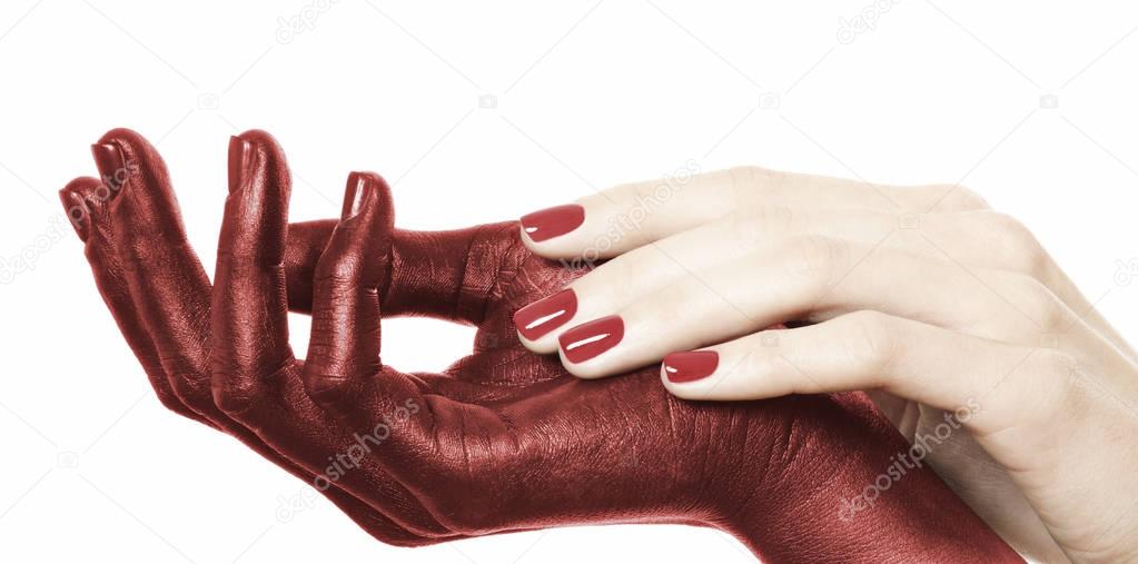 hands with red paint