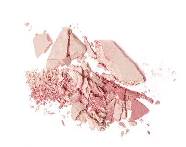 kırık pembe kozmetik toz Beyaz arka plan üzerinde izole