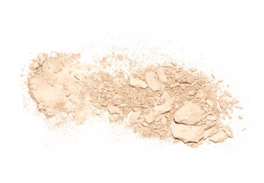 beyaz arkaplanda izole edilmiş bej rengi çıplak toz