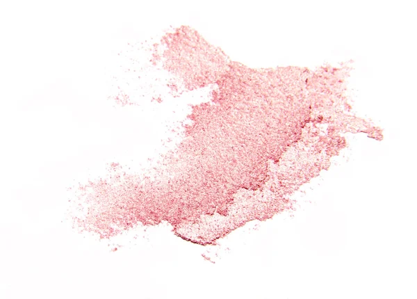 pink blush and eye shadow scattered isolated on white background