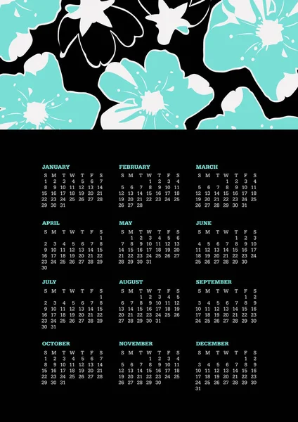 Calendario 2017 con illustrazione floreale . — Vettoriale Stock