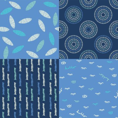 4 kümesi el çekilmiş soyut desenler