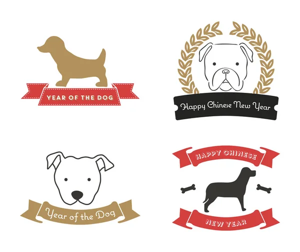 Köpek yılı. Mutlu Çin yeni yıl 2018. Dört Amblemler Çince Zodyak üzerinde Brown Earth köpek yıl kutluyor topluluğu.
